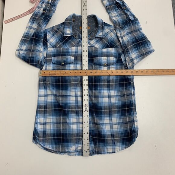 Jachs Girlfriend Shirt Women S Small Multi Plaid Flannel Snap Button Tab Sleeve - Picture 9 of 13